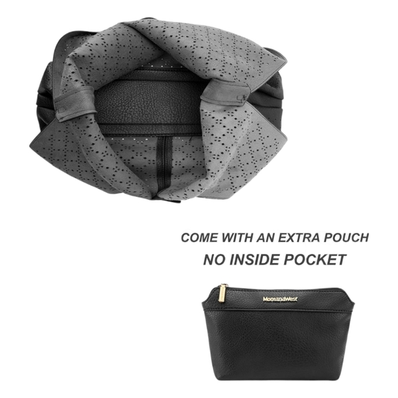 Montana West Black 2pc. Soft Vegan Leather Slouchy Hobo Shoulder Bag W/ Pouch - Picture 4 of 6